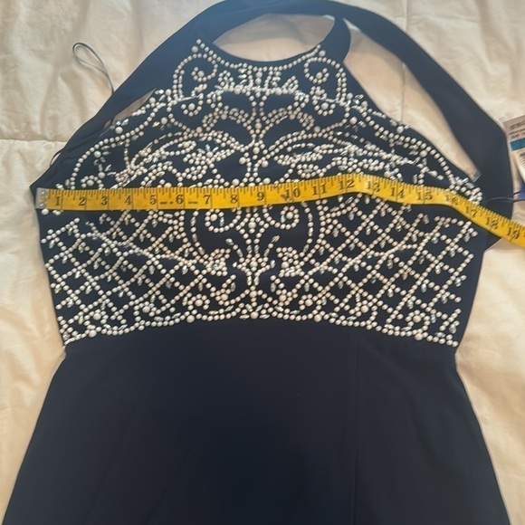 Morgan & Co NWT navy blue dress with white and silver bling made in USA 🇺🇸 - Picture 10 of 12